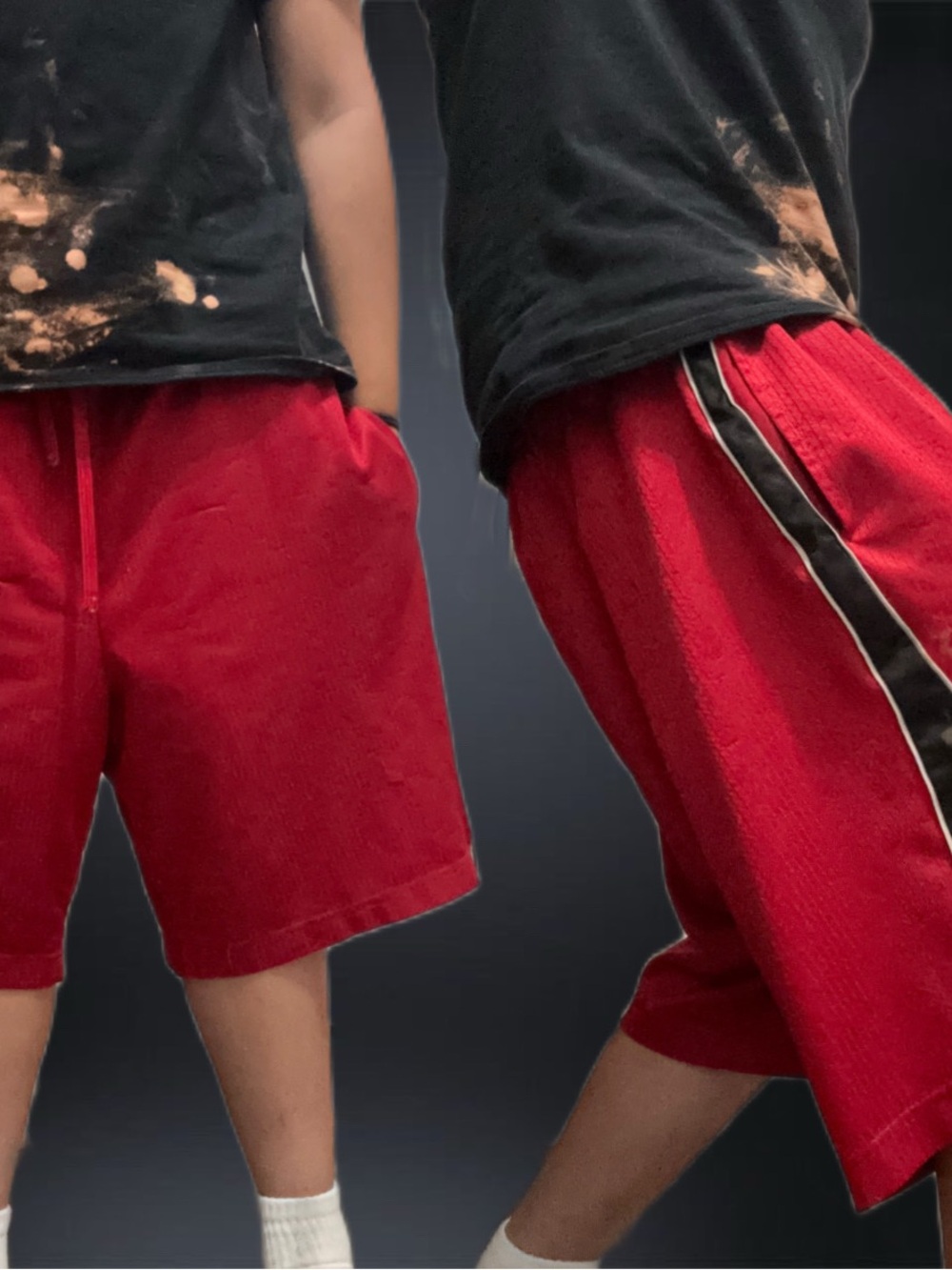 STARTER Red Athletic Shorts with Black Side Stripe